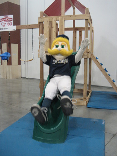 Here is Bernie Brewer testing out one of our slides. Even the professional sliders love them!